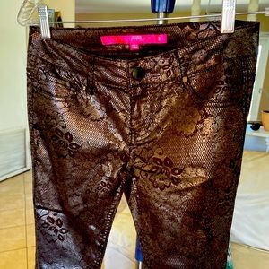 ❤️Tinseltown Denim Couture foiled flower design lace